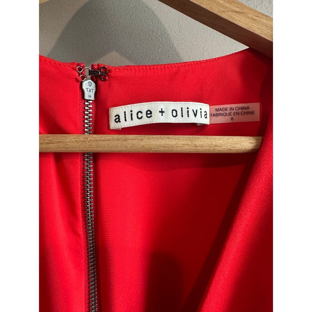 Alice + Olivia Riki Fitted Cutout Dress Fitted Poppy Red 6 - Picture 3 of 12